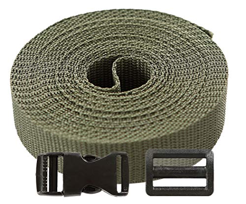 Roban Fashion Gurtband Polypropylen 5m mit Schnallen Klickverschluss/Klippverschluss x5 und x10 Leiterschnallen 25mm,Oliv Roban Fashion Gurtband Polypropylen 5m mit Schnallen Klickverschluss/Klippverschluss x5 und x10 Leiterschnallen 25mm,Oliv von Roban Fashion