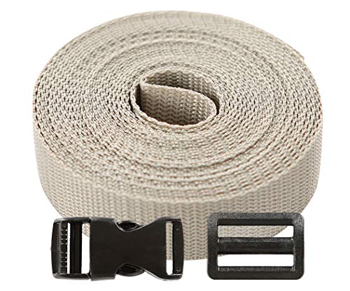 Roban Fashion Gurtband Polypropylen 5m mit Schnallen Klickverschluss/Klippverschluss x5 und x10 Leiterschnallen 30mm,Beige Roban Fashion Gurtband Polypropylen 5m mit Schnallen Klickverschluss/Klippverschluss x5 und x10 Leiterschnallen 30mm,Beige von Roban Fashion