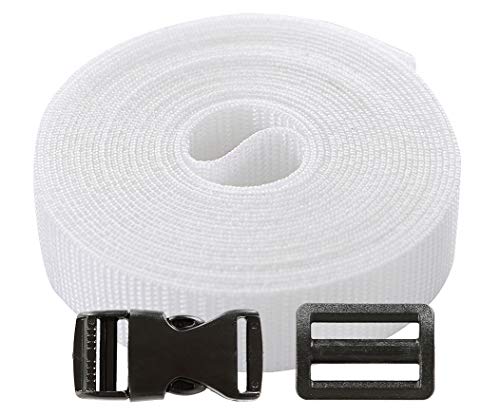Roban Fashion Gurtband Polypropylen 5m mit Schnallen Klickverschluss/Klippverschluss x5 und x10 Leiterschnallen 40mm,Weiß Roban Fashion Gurtband Polypropylen 5m mit Schnallen Klickverschluss/Klippverschluss x5 und x10 Leiterschnallen 40mm,Weiß von Roban Fashion