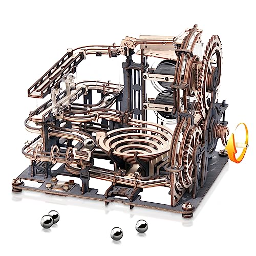 Robotime 3D Puzzle Holz Murmelbahn Trackball Modell Bausatz für Erwachsene Mechanische kugelbahn Holzpuzzle Mit Acrylständer Holzbausatz von Robotime