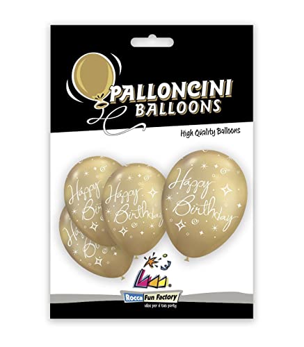 Blister 5pz Titanio 12 Oro st. Bianca Globo Happy Birthday von Rocca Fun Factory