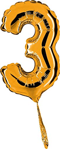 Globo Numero 3 de 18cm Oro - Foil Poliamida - G07023G von Rocca Fun Factory