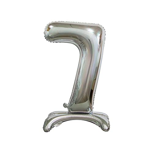 Palloncino da Terra Foil a Numero Argento - Anti Rovesciamento 76cm eNumero 7e von Rocca Fun Factory