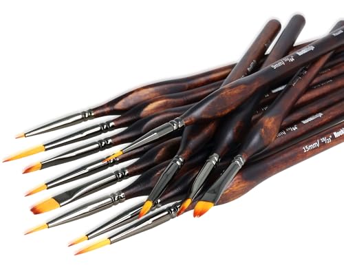 Pinsel Set Malen, Feine Detail Pinsel für Acryl Aquarell Modellbau,12Stück Malpinsel für Künstler | ideal für Acrylfarben, Wasserfarben Miniaturen,Öl, Modelle, Strichzeichnung und Nageldesign von Rock Ninja