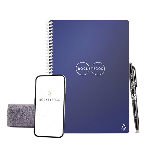 Rocketbook Core Wiederverwendbares Digitales Notizbuch - Executive A5 Blau - Elektronischer Notizblock mit Punktraster - Wiederbeschreibbar mit inkl. Pilot Frixion Stift und Mikrofasertuch Rocketbook Core Wiederverwendbares Digitales Notizbuch - Executive A5 Blau - Elektronischer Notizblock mit Punktraster - Wiederbeschreibbar mit inkl. Pilot Frixion Stift und Mikrofasertuch von Rocketbook