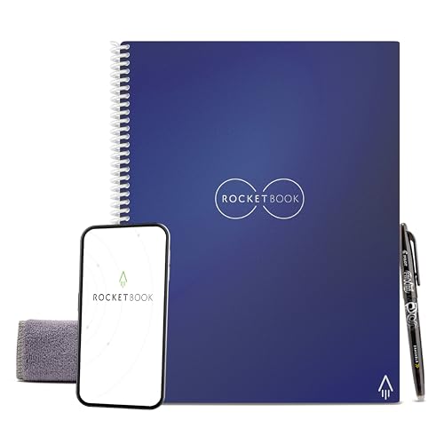 Rocketbook Core Wiederverwendbares Digitales Notizbuch - Letter A4 Blau - Elektronischer Notizblock mit Linierten Seiten - Wiederbeschreibbar mit inkl. Pilot Frixion Stift und Mikrofasertuch Rocketbook Core Wiederverwendbares Digitales Notizbuch - Letter A4 Blau - Elektronischer Notizblock mit Linierten Seiten - Wiederbeschreibbar mit inkl. Pilot Frixion Stift und Mikrofasertuch von Rocketbook