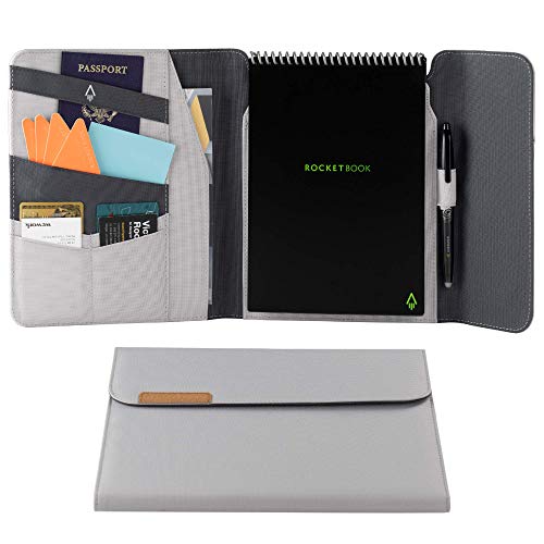 Rocketbook Flip Capsule Folio Cover – 100% recycelbare Hülle mit Stifthalter, Magnetverschluss und Innenaufbewahrung – Grau,Executive Größe von Rocketbook