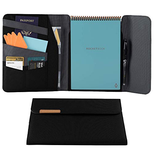 Rocketbook Flip Capsule Folio Cover – 100% recycelbare Hülle mit Stifthalter, Magnetverschluss und Innenaufbewahrung – Schwarz, Executive Größe von Rocketbook