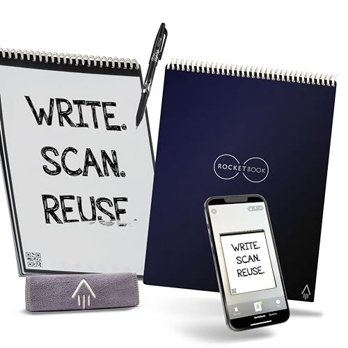 Rocketbook Flip Wiedervervendbares Digitales Notizbuch - Letter A4 Blau - Elektronischer Notizblock Ringbuch mit Linien und Punktraster - inkl. Pilot FriXion Stift und Mikrofasertuch Rocketbook Flip Wiedervervendbares Digitales Notizbuch - Letter A4 Blau - Elektronischer Notizblock Ringbuch mit Linien und Punktraster - inkl. Pilot FriXion Stift und Mikrofasertuch von Rocketbook