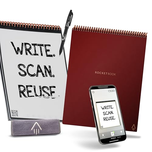 Rocketbook Flip Wiedervervendbares Digitales Notizbuch - Letter A4 Scarlet Rot - Elektronischer Notizblock Ringbuch mit Linien und Punktraster - inkl. Pilot FriXion Stift und Mikrofasertuch Rocketbook Flip Wiedervervendbares Digitales Notizbuch - Letter A4 Scarlet Rot - Elektronischer Notizblock Ringbuch mit Linien und Punktraster - inkl. Pilot FriXion Stift und Mikrofasertuch von Rocketbook