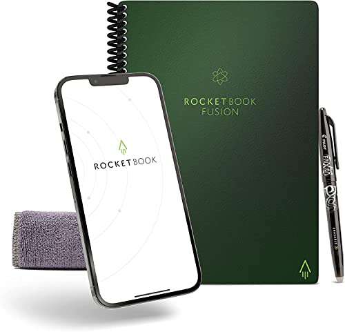 Rocketbook Fusion Reusable Digital Notebook - Smart Notepad A5 Green, 7 Styles, To Do List, Daily Journal, Weekly & Monthly Planner, with Frixion Erasable Pen, Office Gadget Reduces Paper Waste Rocketbook Fusion Reusable Digital Notebook - Smart Notepad A5 Green, 7 Styles, To Do List, Daily Journal, Weekly & Monthly Planner, with Frixion Erasable Pen, Office Gadget Reduces Paper Waste von Rocketbook