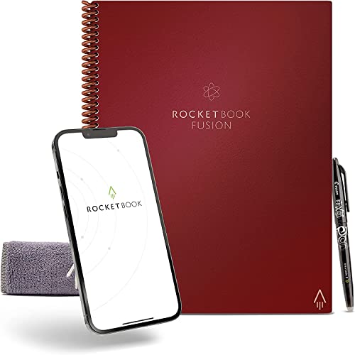 Rocketbook Fusion Reusable Digital Notebook - Smart Notepad A4 Scarlet Red, To Do List, Daily Bullet Journal, Weekly & Monthly Planner with Frixion Erasable Pen, Office Gadget Reduces Paper Waste von Rocketbook
