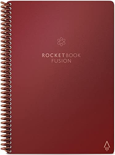 Rocketbook Fusion Reusable Digital Notebook - Smart Notepad A5 Scarlet Red, To Do List, Daily Journal, Weekly & Monthly Planner with Frixion Erasable Pen, Office Gadget Reduces Paper Waste von Rocketbook