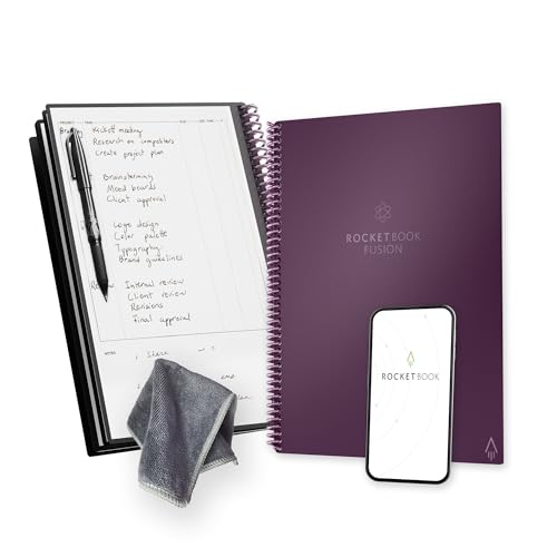 Rocketbook Fusion wiederverwendbarer undatierter Produktivitätsplaner, Briefgröße 21,6 x 28,9 cm, Pflaume – Ziele, Monats- und Wochenkalender, tägliche To-Do-Liste, linierte und gepunktete Notizseiten Rocketbook Fusion wiederverwendbarer undatierter Produktivitätsplaner, Briefgröße 21,6 x 28,9 cm, Pflaume – Ziele, Monats- und Wochenkalender, tägliche To-Do-Liste, linierte und gepunktete Notizseiten von Rocketbook