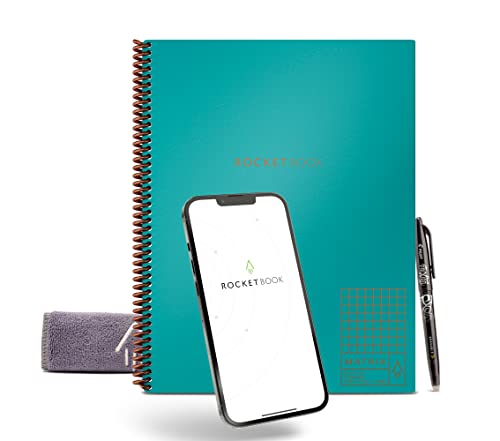Rocketbook Matrix Digitales Notizbuch Millimeterpapier Seiten - Wiederverwendbarer Notizblock - 21,6 x 27,9cm - Wiederbeschreibbar mit inkl. Pilot Frixion Stift und Mikrofasertuch - Hellblau Rocketbook Matrix Digitales Notizbuch Millimeterpapier Seiten - Wiederverwendbarer Notizblock - 21,6 x 27,9cm - Wiederbeschreibbar mit inkl. Pilot Frixion Stift und Mikrofasertuch - Hellblau von Rocketbook