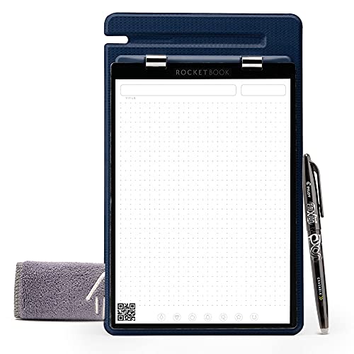 Rocketbook Orbit Legal Pad Executive – Smart Wiederverwendbare Notizblock, Marineblau, gefüttert/Punktraster von Rocketbook