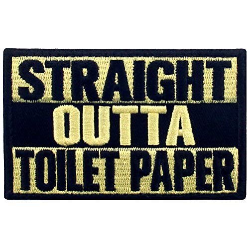 Gerader Outta Toilettenpapier-Aufnäher, bestickt, lustig, mit Klettverschluss von Rocking Planet