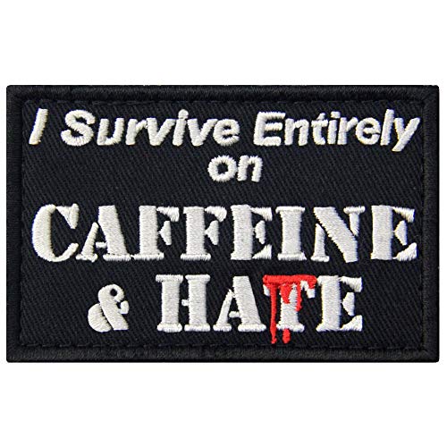 I Survive Entirely On Caffeine & Hate Patch Embroidered Military Morale Applique Fastener Hook & Loop Emblem von Rocking Planet