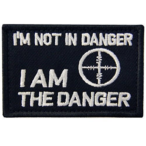 I'm Not in Danger, I Am The Danger Patch bestickte taktische Applikation Army Moral Hook & Loop Emblem, Weiß von Rocking Planet