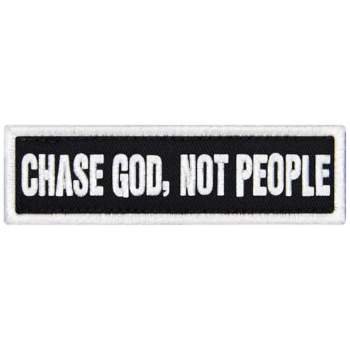 Rocking Planet Aufnäher mit Aufschrift "Chase God Not People", bestickt, lustig, Biker-Applikation, Klettverschluss, Emblem Rocking Planet Aufnäher mit Aufschrift "Chase God Not People", bestickt, lustig, Biker-Applikation, Klettverschluss, Emblem von Rocking Planet