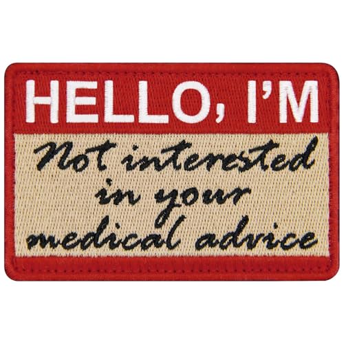 Rocking Planet Aufnäher mit Aufschrift "Hello I'm Not Interested in Your Medical Advice", bestickt, lustig, Biker-Applikation, Klettverschluss, Emblem Rocking Planet Aufnäher mit Aufschrift "Hello I'm Not Interested in Your Medical Advice", bestickt, lustig, Biker-Applikation, Klettverschluss, Emblem von Rocking Planet