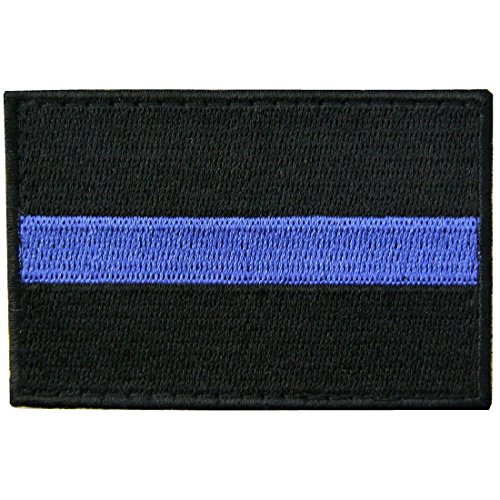 Thin Blue Line Aufnäher, bestickt, taktische Applikation, Armee, Moral, Haken und Schlaufe, Emblem von Rocking Planet