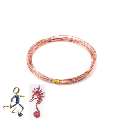 10 Meter Bunte Basteldraht aus Aluminium mehrfarbiger Schmuckdraht Aluminiumdraht Weicher & Biegsamer Draht Aludraht Dekodraht zun Basteln für DIY Schmuck Modellen Skulpturen Handwerk Roségold 1.0mm von Rockreyoa
