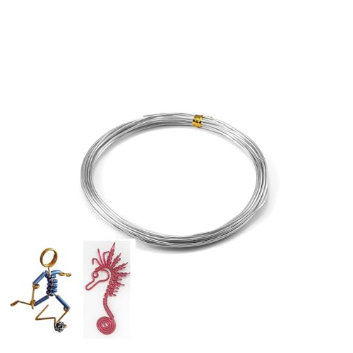 10 Meter Bunte Basteldraht aus Aluminium mehrfarbiger Schmuckdraht Aluminiumdraht Weicher & Biegsamer Draht Aludraht Dekodraht zun Basteln für DIY Schmuck Modellen Skulpturen Handwerk Silber 0.8mm von Rockreyoa
