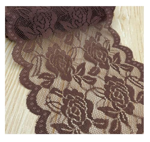 15cm Breit Spitzenbordüre Blumen Spitzestoffe KEINE ELATIZITAT Spitze Trim Lace Ribbon Spitzenborte Zierband Borte Nähenstoffe Stuhl Schärpe Band Tischläufer Hochzeit Tischdeko Braun 10 Yards von Rockreyoa