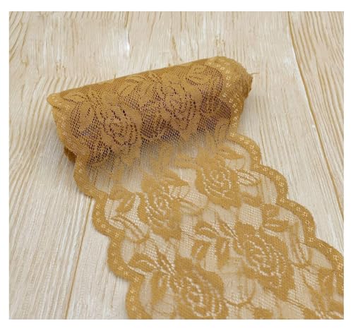 15cm Breit Spitzenbordüre Blumen Spitzestoffe KEINE ELATIZITAT Spitze Trim Lace Ribbon Spitzenborte Zierband Borte Nähenstoffe Stuhl Schärpe Band Tischläufer Hochzeit Tischdeko Braun 50 Yards von Rockreyoa