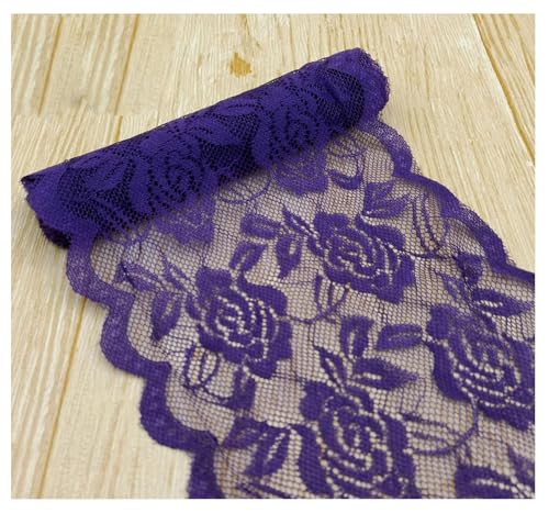 15cm Breit Spitzenbordüre Blumen Spitzestoffe KEINE ELATIZITAT Spitze Trim Lace Ribbon Spitzenborte Zierband Borte Nähenstoffe Stuhl Schärpe Band Tischläufer Hochzeit Tischdeko Dunkelviolett 50 Yards von Rockreyoa