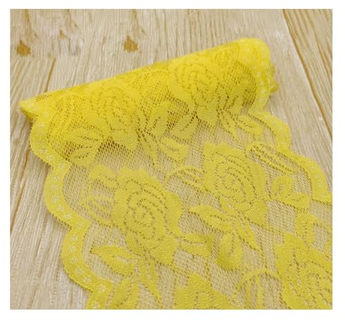 15cm Breit Spitzenbordüre Blumen Spitzestoffe KEINE ELATIZITAT Spitze Trim Lace Ribbon Spitzenborte Zierband Borte Nähenstoffe Stuhl Schärpe Band Tischläufer Hochzeit Tischdeko Goldgelb 50 Yards von Rockreyoa