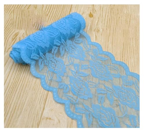 15cm Breit Spitzenbordüre Blumen Spitzestoffe KEINE ELATIZITAT Spitze Trim Lace Ribbon Spitzenborte Zierband Borte Nähenstoffe Stuhl Schärpe Band Tischläufer Hochzeit Tischdeko Hellblau 5 Yards von Rockreyoa