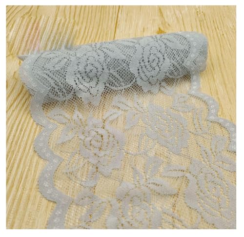 15cm Breit Spitzenbordüre Blumen Spitzestoffe KEINE ELATIZITAT Spitze Trim Lace Ribbon Spitzenborte Zierband Borte Nähenstoffe Stuhl Schärpe Band Tischläufer Hochzeit Tischdeko Hellgrau 50 Yards von Rockreyoa