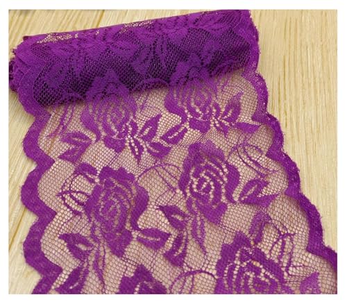 15cm Breit Spitzenbordüre Blumen Spitzestoffe KEINE ELATIZITAT Spitze Trim Lace Ribbon Spitzenborte Zierband Borte Nähenstoffe Stuhl Schärpe Band Tischläufer Hochzeit Tischdeko Lila 50 Yards von Rockreyoa