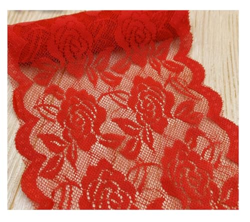 15cm Breit Spitzenbordüre Blumen Spitzestoffe KEINE ELATIZITAT Spitze Trim Lace Ribbon Spitzenborte Zierband Borte Nähenstoffe Stuhl Schärpe Band Tischläufer Hochzeit Tischdeko Rot 50 Yards von Rockreyoa