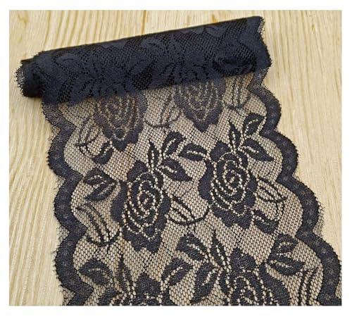 15cm Breit Spitzenbordüre Blumen Spitzestoffe KEINE ELATIZITAT Spitze Trim Lace Ribbon Spitzenborte Zierband Borte Nähenstoffe Stuhl Schärpe Band Tischläufer Hochzeit Tischdeko Schwarz 50 Yards von Rockreyoa