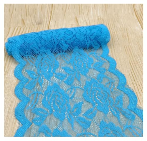 15cm Breit Spitzenbordüre Blumen Spitzestoffe KEINE ELATIZITAT Spitze Trim Lace Ribbon Spitzenborte Zierband Borte Nähenstoffe Stuhl Schärpe Band Tischläufer Hochzeit Tischdeko Seeblau 50 Yards von Rockreyoa