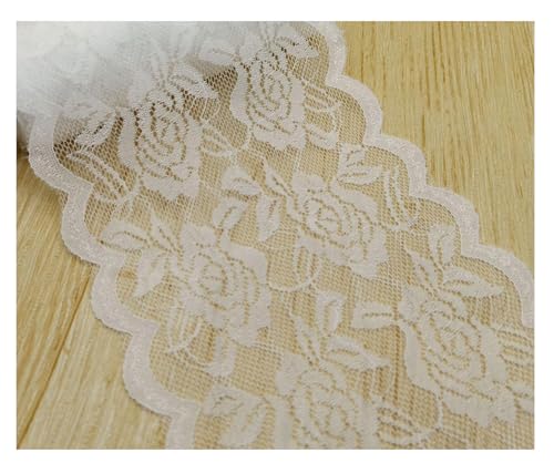 15cm Breit Spitzenbordüre Blumen Spitzestoffe KEINE ELATIZITAT Spitze Trim Lace Ribbon Spitzenborte Zierband Borte Nähenstoffe Stuhl Schärpe Band Tischläufer Hochzeit Tischdeko Weiß 50 Yards von Rockreyoa