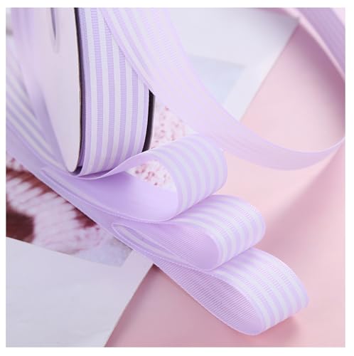 Gestreiftes Band 50 Yard 25mm Ripsband mit Kariert Geschenkbänder Grosgrain-Stoffband Streifen Bastelband Deko Schleifenband für Hochzeit Geschenkverpackung Nähen Zuhause Party Deko Hellviolett von Rockreyoa