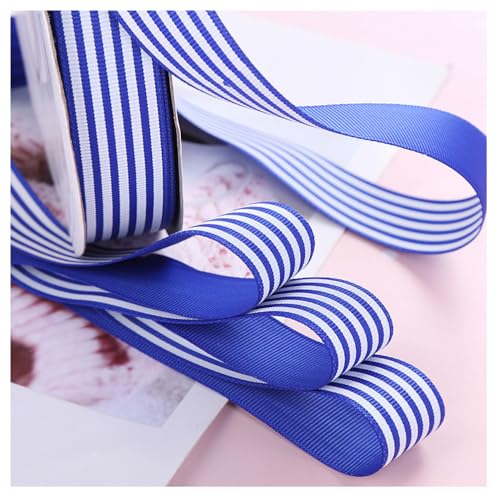 Gestreiftes Band 50 Yard 25mm Ripsband mit Kariert Geschenkbänder Grosgrain-Stoffband Streifen Bastelband Deko Schleifenband für Hochzeit Geschenkverpackung Nähen Zuhause Party Dekoration Blau von Rockreyoa