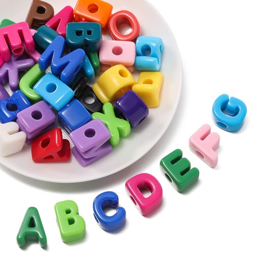 Groß Buchstabenperlen zum auffädeln 20 pcs 2cm Acryl Buchstabenperlen mit Loch Buchstaben Perlen Bastelnperlen Buchstaben A-Z perlen für Schmuck Basteln Gelb C von Rockreyoa