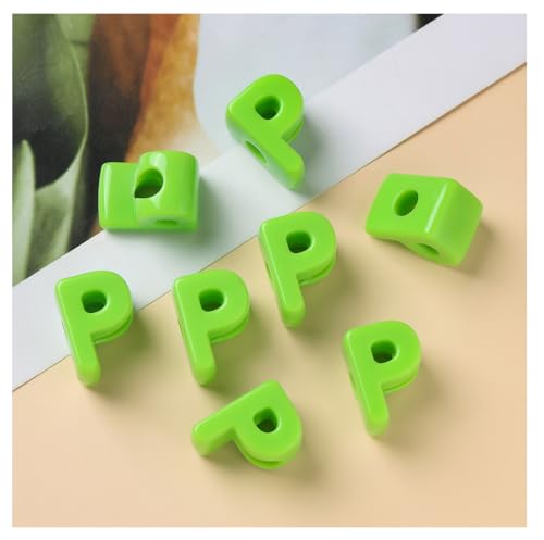 Groß Buchstabenperlen zum auffädeln 20 pcs 2cm Acryl Buchstabenperlen mit Loch Buchstaben Perlen Bastelnperlen Buchstaben A-Z perlen für Schmuck Basteln Grün T von Rockreyoa