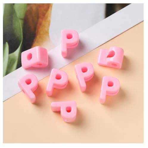 Groß Buchstabenperlen zum auffädeln 20 pcs 2cm Acryl Buchstabenperlen mit Loch Buchstaben Perlen Bastelnperlen Buchstaben A-Z perlen für Schmuck Basteln Hellrosa D von Rockreyoa
