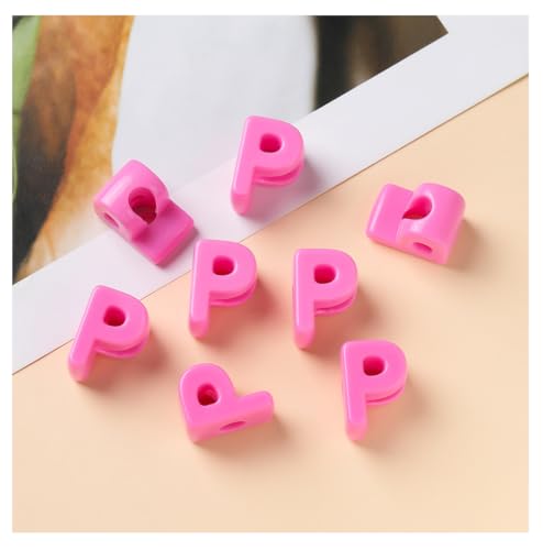 Groß Buchstabenperlen zum auffädeln 20 pcs 2cm Acryl Buchstabenperlen mit Loch Buchstaben Perlen Bastelnperlen Buchstaben A-Z perlen für Schmuck Basteln Pink Q von Rockreyoa