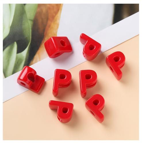 Groß Buchstabenperlen zum auffädeln 20 pcs 2cm Acryl Buchstabenperlen mit Loch Buchstaben Perlen Bastelnperlen Buchstaben A-Z perlen für Schmuck Basteln Rot U von Rockreyoa