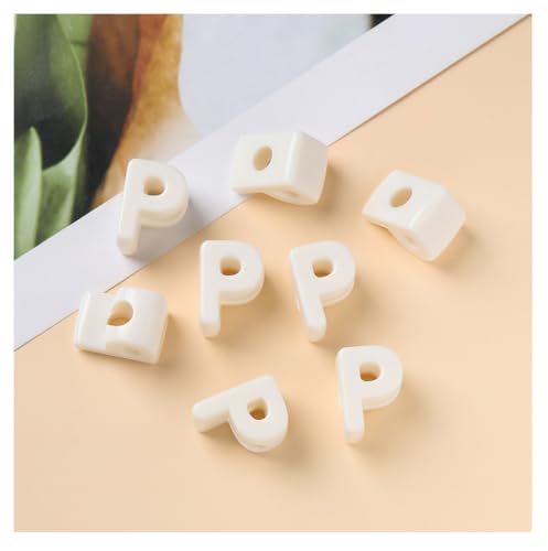 Groß Buchstabenperlen zum auffädeln 20 pcs 2cm Acryl Buchstabenperlen mit Loch Buchstaben Perlen Bastelnperlen Buchstaben A-Z perlen für Schmuck Basteln Weiß J von Rockreyoa