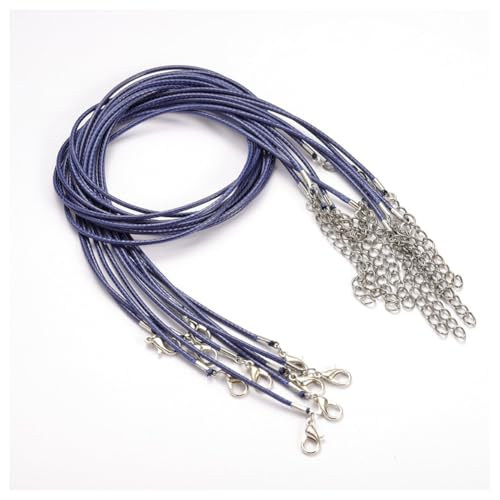 Rockreyoa 1.5mm Bunt Geflochtene Gewachste Halskette Schnur Lederband Kette mit Hummer Schließe und Verlängerungskette Seil Schnur Dünn Schmuckband für DIY Armband, Halskette Blau 10 Stück Rockreyoa 1.5mm Bunt Geflochtene Gewachste Halskette Schnur Lederband Kette mit Hummer Schließe und Verlängerungskette Seil Schnur Dünn Schmuckband für DIY Armband, Halskette Blau 10 Stück von Rockreyoa