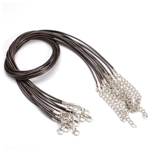 Rockreyoa 1.5mm Bunt Geflochtene Gewachste Halskette Schnur Lederband Kette mit Hummer Schließe und Verlängerungskette Seil Schnur Dünn Schmuckband für DIY Armband, Halskette Braun 10 Stück Rockreyoa 1.5mm Bunt Geflochtene Gewachste Halskette Schnur Lederband Kette mit Hummer Schließe und Verlängerungskette Seil Schnur Dünn Schmuckband für DIY Armband, Halskette Braun 10 Stück von Rockreyoa
