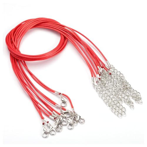 Rockreyoa 1.5mm Bunt Geflochtene Gewachste Halskette Schnur Lederband Kette mit Hummer Schließe und Verlängerungskette Seil Schnur Dünn Schmuckband für DIY Armband, Halskette Rot 10 Stück Rockreyoa 1.5mm Bunt Geflochtene Gewachste Halskette Schnur Lederband Kette mit Hummer Schließe und Verlängerungskette Seil Schnur Dünn Schmuckband für DIY Armband, Halskette Rot 10 Stück von Rockreyoa